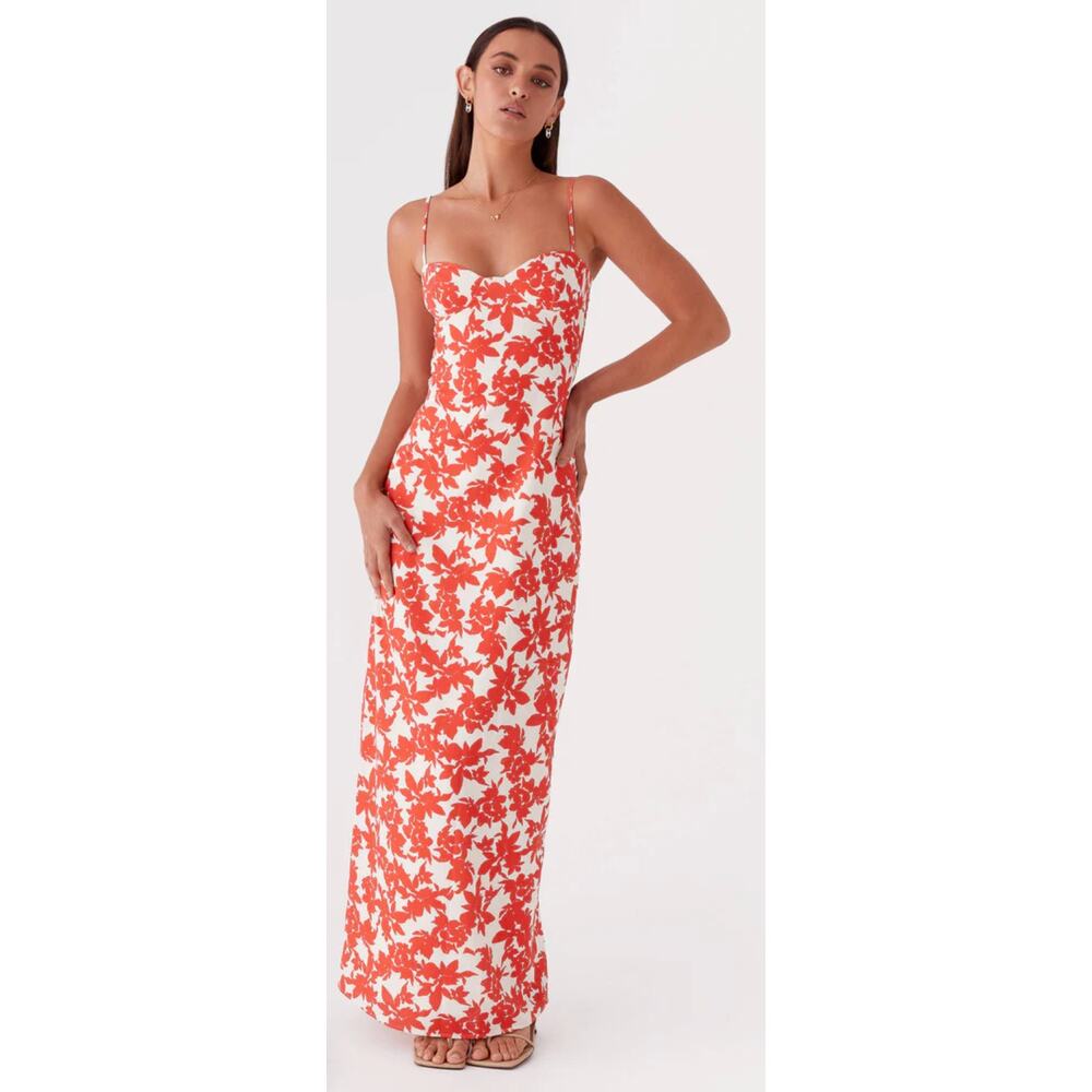 Peppermayo Forbidden Floral Bustier Maxi Dress - Red Floral